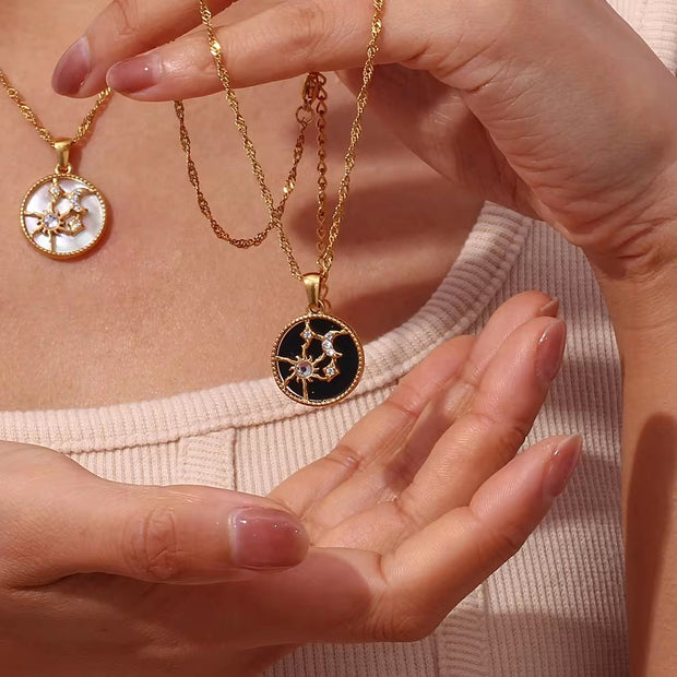 Water Proof Jewellery Zircon Moon Sun Star Gold Plated Necklace Non Tranish Shell Mary Necklace