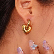18K Gold Plated Chunky Heart Earring Tarnish Free Stainless Steel Earring Women Jewelry Making Supplies