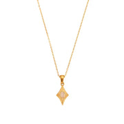 Vintage Engraved Rhombic Colorful Man-Made Opal Pendant Necklace 18K Gold Plated Stainless Steel Necklace Design Jewelry