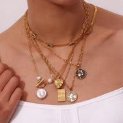 2024 Jewelry Water Proof Tarnish Free Fresh Water Pearl Stainless Steel Necklace Jewelry Set for Woman Choker