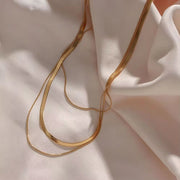 18K Gold Plated Three Layers Snake Chain Necklace Tarnish Free 316L Stainless Steel Choker Necklace