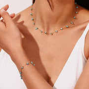 Turquoise Choker Gemstone Beaded Gold Plated Necklace Stainless Steel Jewelry Valentines Day Gift 2024