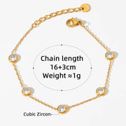 Trendy Exquisite Fashion Jewelry Stainless Steel Charm Pulseras Gold Link Chain Colorful Zircon Bracelet