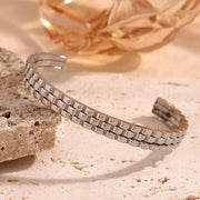 Watchband Cuff Bangle 18K Gold Plated Bangles for Women Waterproof 316L Stainless Steel Jewelry