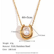 2024 Jewelry Trends Imitation Pearl Pendant Necklace 18K Gold Plated Stainless Steel Jewelry