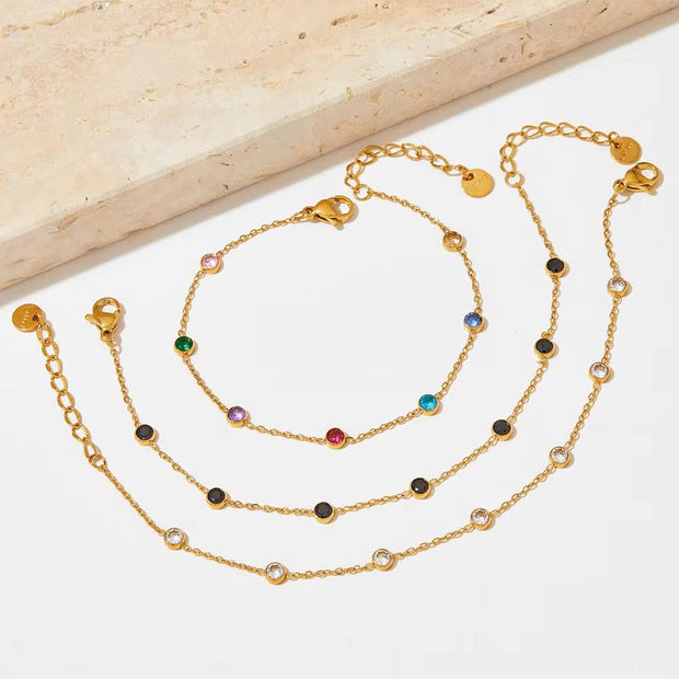 Wholesale Fashion Jewelry Stainless Steel Zircon Beach Anklet Foot Jewelry Stainless Steel Anklet for Women