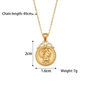 Vintage Jewelry Gold Plated Pendant Necklace Engraved Stainless Steel Jewelry Necklaces Set
