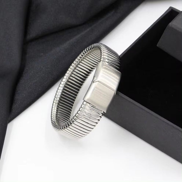 Waterproof 16MM Stainless Steel Elastic Bracelets Fine Jewelry Buckle Bangle Metal Hand Accessories Birthday Gift