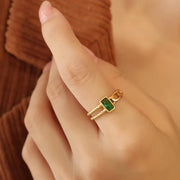 Wholesale Simple Design Fashion Geometric Jewelry Stainless Steel 18K Gold Double Chain Zircon Women Adjustable Wedding