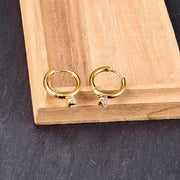 18K Gold Plated Stainless Steel Circle Clip on Earrings Titanium Steel Cubic Zirconia Huggie Hoop Earrings for Women Jewelry