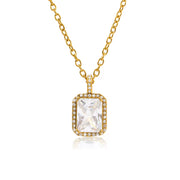 UEENSET Elegant Cubic Square Zircon Stainless Steel Pendant Necklace Charm Women'S Gold Plated Iced Out Neck Jewelry Waterproof