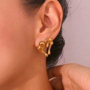 Waterproof Jewelry 2023 Melting Style Stainless Steel Stud Earrings for Women Summer Jewelry