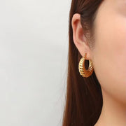 Wholesale Waterproof 18K PVD Stainless Steel Chunky Hollow Croissant Hoop Earring Statement Earring FJER0002