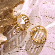 18K PVD Gold Plated Stainless Steel Jewelry Hollow Adjustable Opening Rings