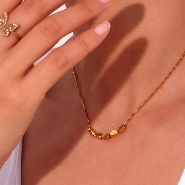 Trend 2024 Waterproof Jewelry Minimalist Bead Charm Pendant Necklace 18K Gold Plated Stainless Steel Necklace