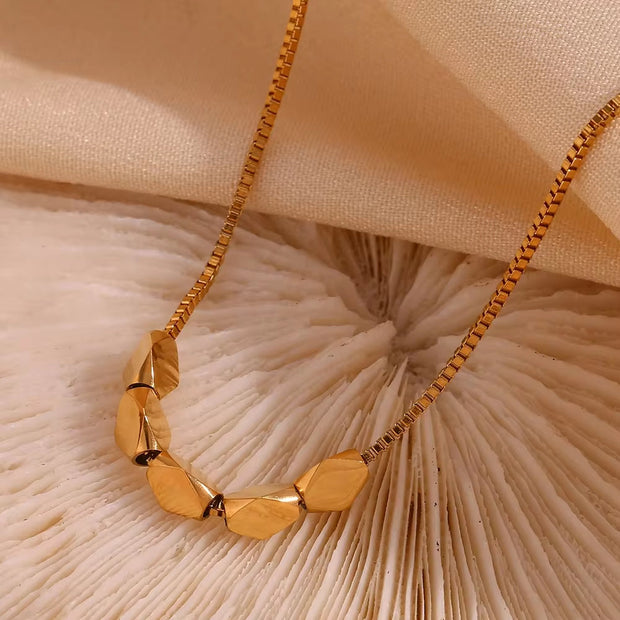 Trend 2024 Waterproof Jewelry Minimalist Bead Charm Pendant Necklace 18K Gold Plated Stainless Steel Necklace