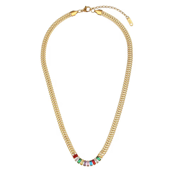 Zircon Beaded Necklace Gold Plated Choker Set Stainless Steel Necklaces Fashion Jewelry Necklaces
