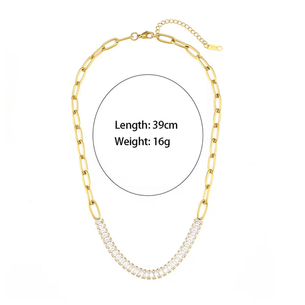 Zircon Beaded Necklace Gold Plated Choker Set Stainless Steel Necklaces Fashion Jewelry Necklaces