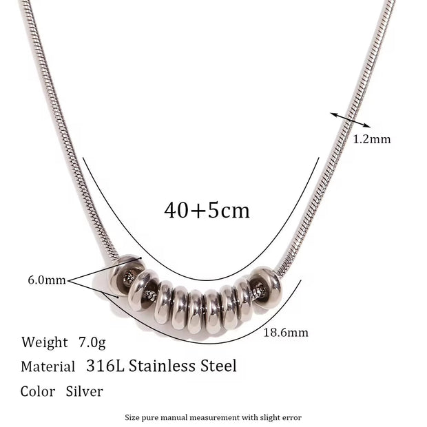 Waterproof Necklace PVD Gold Plated Beads Necklace Non Tarnish Stainless Steel Jewelry Collier En Acier Inoxydable