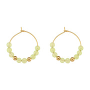 Vintage Natural Stone Earring Beaded Gold Plated Stainless Steel Hoop Earring Handmade Beaded Earrings