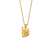 Vintage Jewelry Gold Plated Pendant Necklace Engraved Stainless Steel Jewelry Necklaces Set