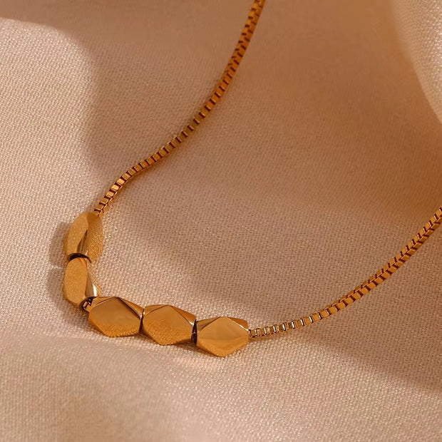 Trend 2024 Waterproof Jewelry Minimalist Bead Charm Pendant Necklace 18K Gold Plated Stainless Steel Necklace