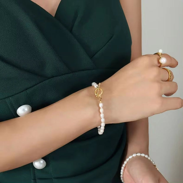 18K Gold Stainless Steel OT Buckle Fresh Water Jewelry Women Dainty Natural Freshwater Pearl Necklace for Women