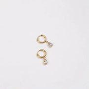 18K Gold Plated Earrings Stainless Steel Waterdrop Zircon Hoop Earring for Girls FJE0176