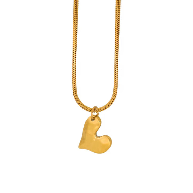 Temperament Heart Pendant Chain Necklace for Women Stainless Steel Stylish Choker 18 K Jewelry Waterproof Party Gift