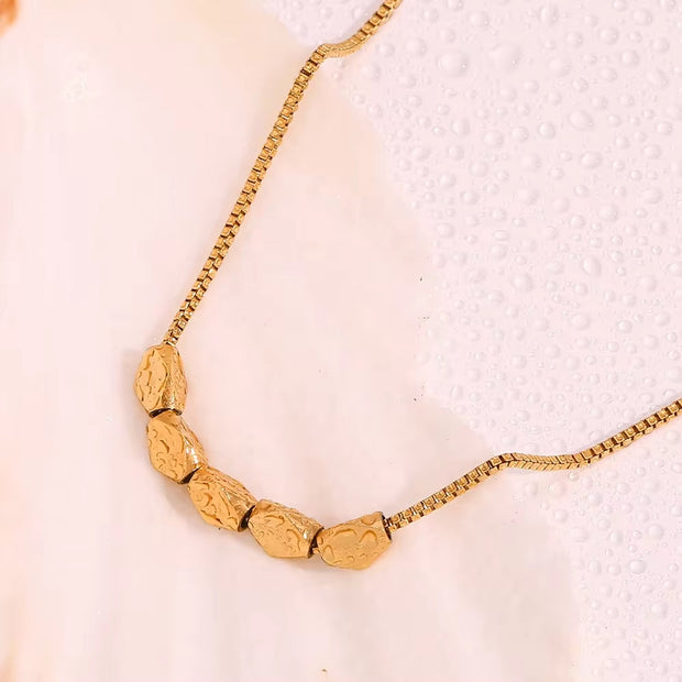 Trend 2024 Waterproof Jewelry Minimalist Bead Charm Pendant Necklace 18K Gold Plated Stainless Steel Necklace