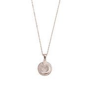 Vintage round Sunburst Texture Moon Star Zircon Pendant Necklace Stainless Steel Necklace Design Jewelry