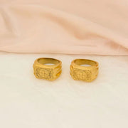 13MM Unisex Exquisite Cross Carved Stainless Steel Ring Cuban 18K Gold Plated Finger Jewelry Wedding Gift Waterproof