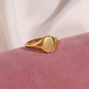 Tarnish Free Wildflower Signet Rings Set Stainless Steel PVD Gold Plated Chunky Rings Minimalist Jewelry