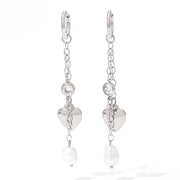 18K Gold Plated Stainless Steel Jewelry Tassel Heart Fresh Water Pearl Cubic Zirconia Drop Earrings for Womens