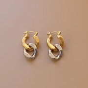 2024 Fashion Serial Double Ring 18K Gold Plated Buckle Earrings Wholesale