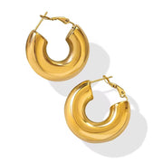 Vintage Jewelry Bulk Wholesale Luxury Stainless Steel 18K Gold Plated Custom Geometric Large Hoop Earrings Set Women