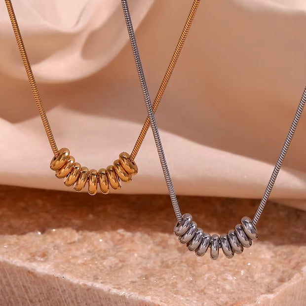Waterproof Necklace PVD Gold Plated Beads Necklace Non Tarnish Stainless Steel Jewelry Collier En Acier Inoxydable