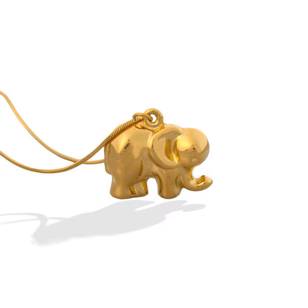 Wholesale Gold Elephant Shaped Hollow Out Pendant Necklace Animal Necklace for Women Men Jewelry Elephant Necklace Set