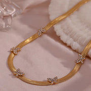 Zircon Butterfly PVD Gold Plated Jewelry Chain Necklace Stainless Steel Jewelry Choker Bulk Necklace Chains