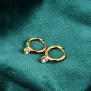 18K Gold Plated Stainless Steel Circle Clip on Earrings Titanium Steel Cubic Zirconia Huggie Hoop Earrings for Women Jewelry