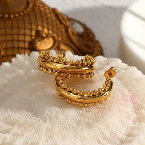 Waterproof Non Tarnish Bohemia Gold Plated Stainless Steel Hoop Earring New Stainless Steel Jewellery Party