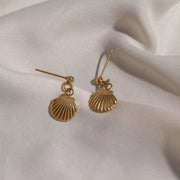 Unique RTS Women Jewelry Shell & Star Drops Stainless Steel Gold Stud Earrings