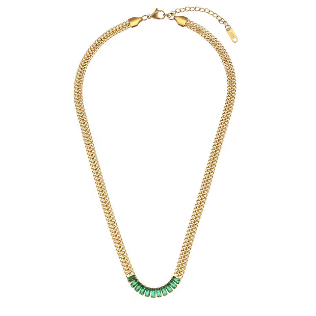 Zircon Beaded Necklace Gold Plated Choker Set Stainless Steel Necklaces Fashion Jewelry Necklaces