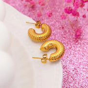 Y2K Trendy Chunky Vintage Boho Design Light Weight Large Wide Hollow Gold Plated Dome Chunky Hoop Earrings