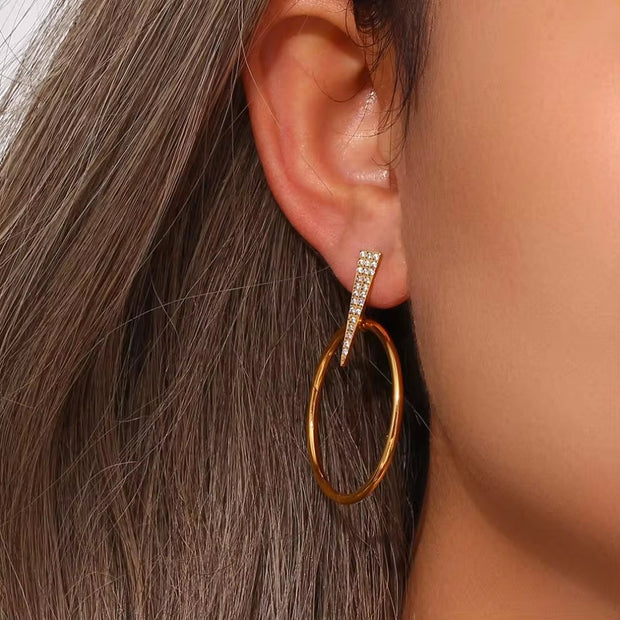 18K Gold Plated Statement Earrings 2024 Micro Pave Zircon Stud Earring Tarnish Free Hoop Earring