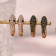 Tarnish Free Shining Micro Insert Zircon Snake Huggie Earring Stainless Steel Gold Plated Hoop Earring Jewelry