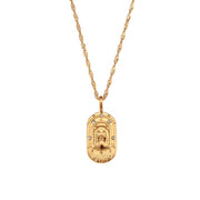 Vintage Embossment 12 Zodiac Signs Zircon Pendant Necklace 18K Gold Plated Stainless Steel Necklace for Women