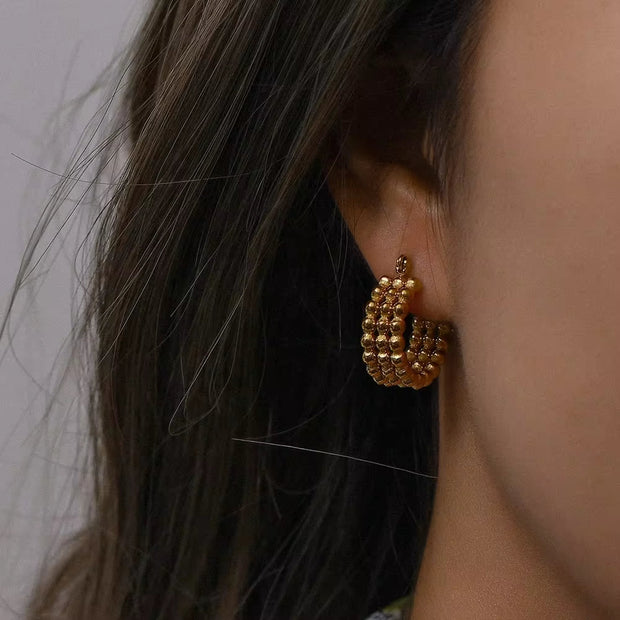 2023 Jewelry Unique Hoop Earrings Set Stainless Steel PVD 18K Gold Plated Earrings Wholesale