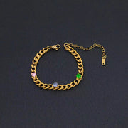 USENSEN 18K Gold Plated Stainless Steel Jewelry Colorful Zircon Cuban Chain Chokers Necklace Do Not Fade Emerald Necklaces