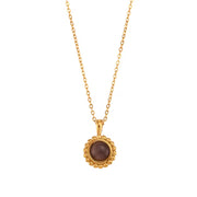 Vintage Jewelry Colorful Stone Pendant Necklace 18K Gold Plated Sunflower Shape Stainless Steel Necklace